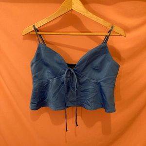 Blue Satin Dynamite Tie Top BNWT